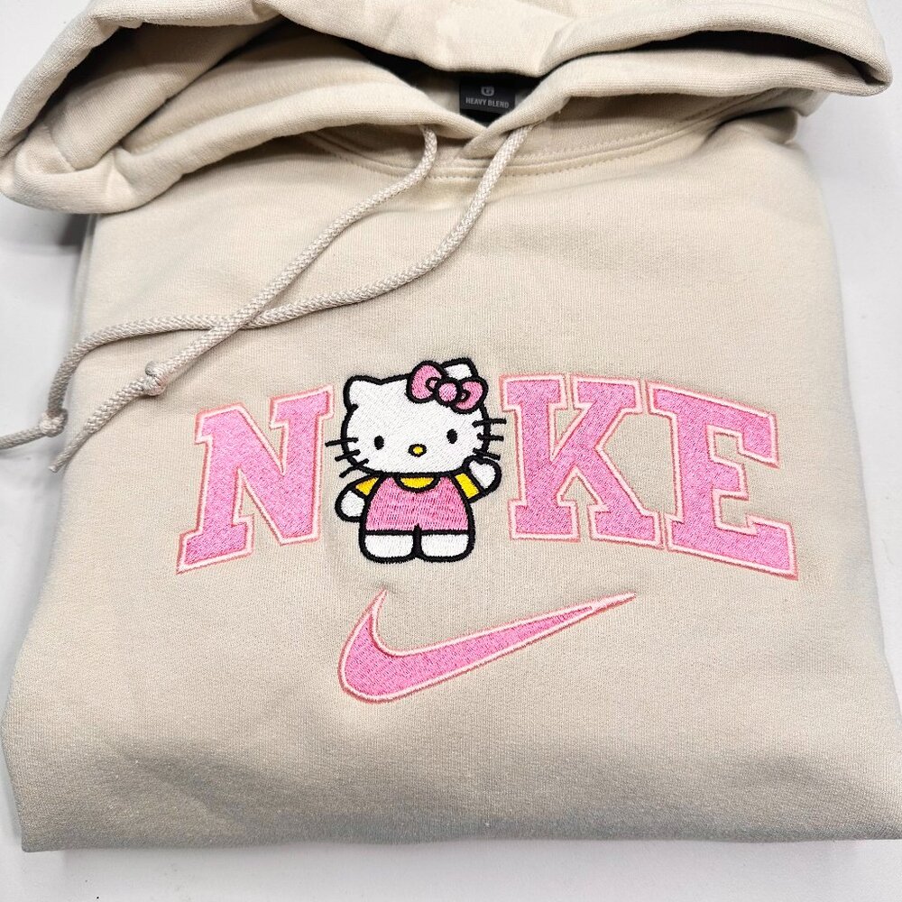 Nike Hello Kitty HOODIE Embroidered Adult Unisex Hooded Sweatshirt Cozy Anime